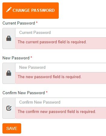 Change Password Required Validation