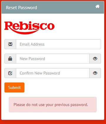 Reset Password Old Password Validation