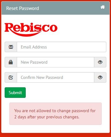 Reset Password Two Days Validation